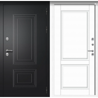 Дверь входная FlyDoors ШТОРМ Букле черный - Белая шагрень с терморазрывом